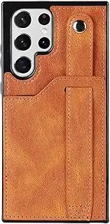 Phone Case Compatible with Samsung Galaxy S22 Ultra Leather Wallet Phone Case Stand Wrist Strap Phone Case Adjustable Wrist Strap Phone Case Compatible with Samsung Galaxy S22 Ultra Durable Protection