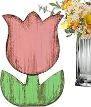 Wood Flowers | Wooden Tulips Flowers - Vintage Floral Tiered Tray Decor for Spring Mantle Farmhouse Table Desktop Shower School