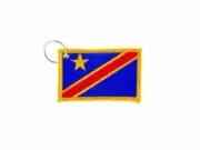 Keychain keyring embroidered embroidery patch double sided flag congo rdc