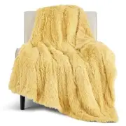 Yellow Throw Blanket for Couch, Fluffy Throw (50" x 60") 21- Light Yellow