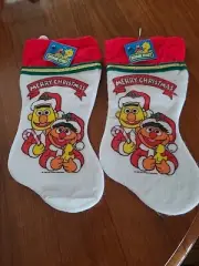 Set Of 2 Sesame Street Burt & Ernie Felt Christmas Stockings 15 inches NWT Kmart