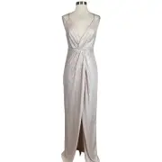 Aidan Mattox Women's Formal Dress Size 4 Pink Metallic Sleeveless Long Gown