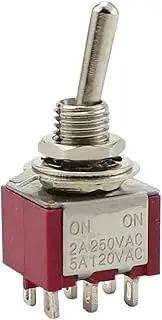 XNWKF 5pcs MTS-202 203 Red Toggle Switch 5A 125VAC on on SPDT 6mm Mini Switch DPDT on Off on Waterproof Cap(MST-202)