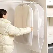 [Generic] 2 Pack Garments Bag, Space Saving Hanging Garment Bag with SelfCompression Zipper, Clear Dust Cover Space Saver Closet Organizers for Down Coat