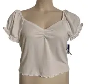 Abound Nordstrom's White Gauze Cropped Top Size XL Lettuce Raw Hems NWT