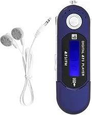 Mellisso MP3 Player MP3 USB Player Music FM Radio with Earphone 8GB, Portable with LCD Screen for Walking Running (Blue)