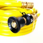 FIRE FIGHTING REEL YELLOW HOSE 20mm 3/4 x 20m COIL FITTED BRASS NOZZLE SAFETY