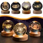 LED Crystal Table Lamp USB 3D Moon Galaxy Night Light Kids Gift3 XmasDecor F5X7