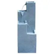 PROTEGE Contemporary Solar Water Fountain Outdoor Garden Feature, Cascading Design, with Panel Kit, LED Lights, Light Grey