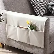 Couch Chair Armrest Storage Bag， Armrest Organizer for Recliner Armchair Caddy Remote Control Holder for Couch Sofa Arm Chair Caddie with Pocket Storage(Beige,40x110CM)