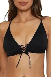 [BCA by Rebecca Virtue] Women's Standard Lace-up Halter Bikini Top, Adjustable, Tie Back, Swimwear Separates