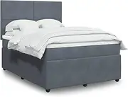 Bed Furniture Box Spring Bed with Mattress Dark Grey Double Velvet