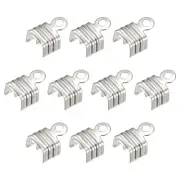 400Pcs Fold Over Cord Ends, 5x7.5mm Terminators Crimp End Tips Silver Tone
