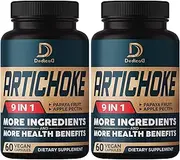 DEDICAD Artichoke Extract Capsules 6650mg 4-Month Supply - Combined 9 Herbs Papaya, Apple Pectin, Ginger & More - Non-GMO 2 Packs 60 Capsules