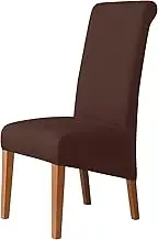 6 Pieces Spandex Stretch Washable Dining Room Chair Cover Chairs Protector Seat Slipcovers for All Seasons (Dark Brown High Back, 6)