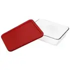 Pyrex 7211 6-Cup Rectangle Glass Storage Dish w/ 7211-PC 6-Cup Red Lid Cover