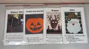 Lot of 4 Hanging Applique Patterns - Witch, Pumpkin, Reindeer, & Santa