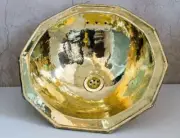 Decagon Solid Brass Hammered Sink, Kitchen Bar Sink, Undermount Bathroom Sink