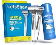 LetsShave Pro 6 Razor Value Shaving Kit with 1 Razor + 4 Blade Refills/Cartridges + Razor Cap + After Shave Balm (100 ml) & Shaving Foam (200 g), Razor for Men Face & Head, Shaving Kit for Men