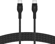 Belkin BoostCharge Pro Flex Braided USB Type C to C Cable (1M), USB-IF Certified Power Delivery PD Fast Charging Cable for MacBook Pro, iPad Pro, Galaxy S21, Ultra, Plus and More- Black