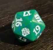 MTG d20 Spindown Life Counter Dice Dominaria United Prerelease Green and White