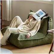 Lazy Sofa Corduroy Lounge Chair Giant Bean Bag Chair Tatami Soft Cozy Recliner Sofa Bed Floor Chair Human Dog Bed for Adult for Living Room Bedroom (Vintage Green)