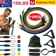 Yoga Strap 150LBS 11Pcs Resistance Exercise Bands Home Gym Tube Fitness Elastic