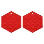 2 Pcs Silicone Trivet Mats, Hexagon Silicone Pad Hot Pad, Red