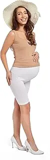 [FUTURO FASHION] Short Maternity Leggings for Women 1/2 Lenght I Pregnacy Pants Elastic Stretchy Shorts Over Bump I Maternity Womens Shorts for Mothers Maternity Shapewear I Sizes S-3XL White
