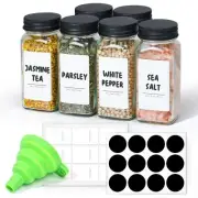6Pcs 4oz Glass Spice Jars with Shaker Lids, 21 Labels, Spice Jars Trial Set &...