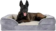Furhaven Pet Dog Bed - Cooling Gel Memory Foam Velvet Waves Perfect Comfort Traditional Sofa-Style Living Room Couch Pet Bed with Removable Cover for Dogs and Cats, Granite Gray, Jumbo