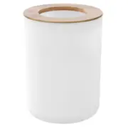 Boxsweden Bano 6L Bathroom Waste/Garbage Bin 26cm Bamboo Top Trash Can White