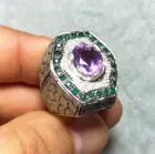 Natural Alexandrite Stone Ring With Natural Emerald Small Gems Antique Ring