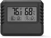 Ultra-Thin Thermometer Hygrometer Digital Display Electronic Temperature and Humidity Meter Mini Thermometer Hygrometer Thermometer Hygrometer with Bracket Black