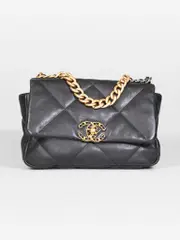 2020 Black Lambskin Leather Chanel 19 Bag
