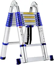 Durable Folding Step Ladder 5M 6M 7M 8M Tallest Easy to Use and Carry Telescopic Ladder A Frame Retractable Ladder, Mighty Compact Collapsible Telescopic Extension Ladders for Outdoor Building Maint