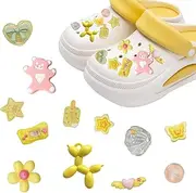 [FOSDICK] Pack of 12 Yellow Shoe Pins, Cute Shoe Charms, Cartoon Shoe Charms, Shoe Charms, DIY Decoration, Shoe Pin for Clogs, Charms Shoes, Clog Decor for Girls Boys Adults, Resin