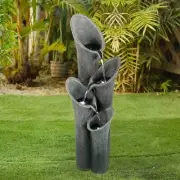 Water Fountain Outdoor Indoor Garden Faux Stone 4 Tier LED Light Patio Deck New