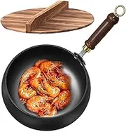 Non Stick Wok - Deep Frying Pan with Anti-Scalding Handle - Handmade Iron Cookware Multi-Function Frying Pan Stock Pot for Frying Boiling Kitchen Home Restaurant
