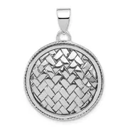 Sterling Silver Polished Antiqued & Woven Circle Pendant