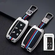 Key Fob Cover Case for Land Rover Metal Shell Smart Key Holder Compatible with Range Rover Sport Discovery LR4 Evoque Velar (Gray)