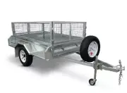 Trailer 7 x 4 Hot Dipped Galvanised Heavy Duty Trailer with Cage 600mm---