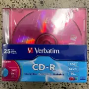 VERBATIM CD-R WITH COLOURED SLIMLINE CASES 25 PACK