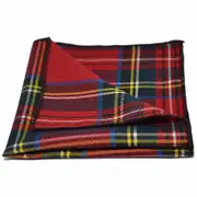 King & Priory Traditional Red Tartan Check Pocket Square