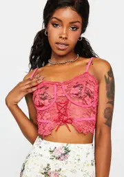 Candy No Boundaries Sheer Lace Up Crop Top