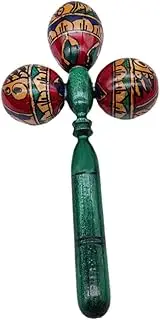 Oshhni Maraca Musical Instrument Wooden Hand Painted Small Shaker Hand Percussion Instrument for Accompaniment Concert Party Latin, Green