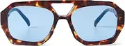 [SDINM] Trendy Designer Hexagon Aviator Sunglasses for Women Men Retro 70s Square Thick Frame Sun Glasses Shades