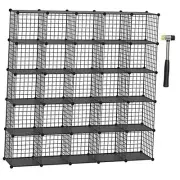 Wire Cube Storage Organizer, 25-Cube Metal Grids 25 Cubes Black Plus Iron