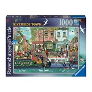 1000pc Ravensburger Riverside Town Jigsaw Puzzle Piece Interactive Family Set