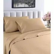 Hotel London 600 Thread Count 100% Taupe Cotton Full Deep Pocket Striped Sheet S